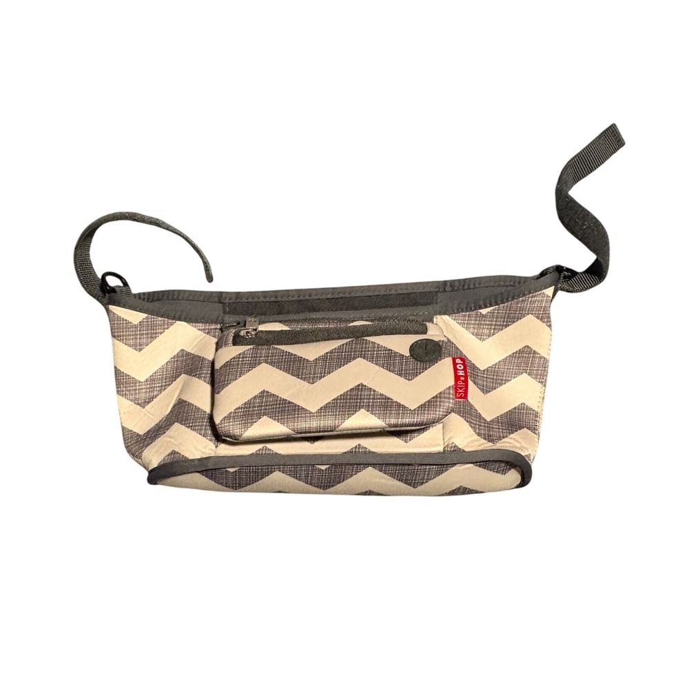 Skip Hop Grab & Go Stroller Organizer Gray Chevron Neoprene Insulated Cup Holder